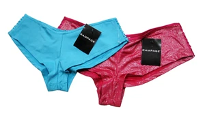 A0469 Rampage NEW Women's Side Ribbon Lace-Up Microfiber Boyshorts Blue Hot Pink - Picture 1 of 9