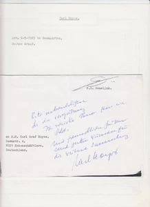 Count Carl Graf Hoyos, Original Autograph, Royalty, Germany (L6818) - Picture 1 of 1