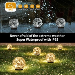 Solar Globe Lights, Waterproof Cracked Glass Orbs for Outdoor Decor - Picture 1 of 6