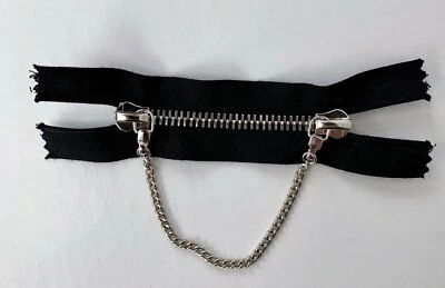 Cremalleras Riri (Cantidad 2) - Cremallera 3 1/2" Cinta Negra/Acabado Níquel/Deslizante de Cadena Foto 1 de 3