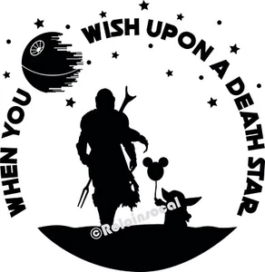 Adesivo vinile "When you wish upon a Mandalorian death star" - Foto 1 di 1