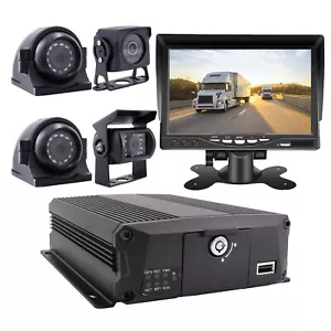 4CH 1080P AHD 256GB Truck BUS DVR Video Recorder 7" Monitor Rear View IR Camera - Picture 1 of 6