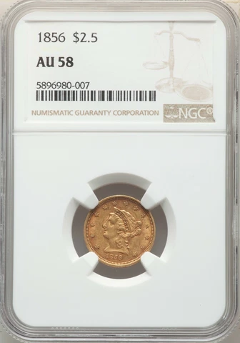 1856 LIBERTY HEAD QUARTER EAGLE $2.5 GOLD NGC AU58 Cover
