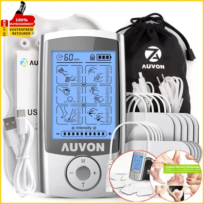 Auvon Tens Gerät Reizstromgerät 25 Trainingsprogramme Schmerzlinderung 10 Pads