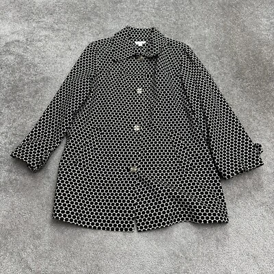 Chaqueta Abrigo Charter Club Mujer 1X Negro Blanco Lunares Algodón Abotonado Foto 1 de 4