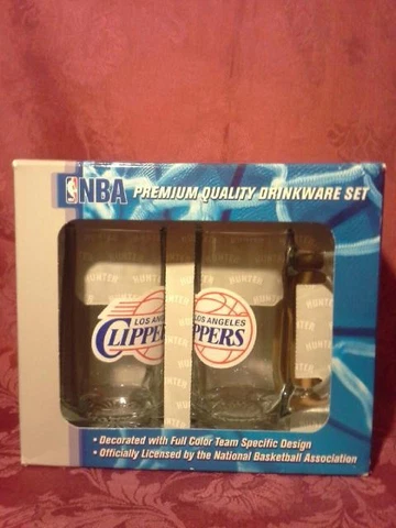 NEW Los Angeles LA CLIPPERS 2 Pc Drinkware Set 2 Beer Mugs Glass  NBA Licensed Cover