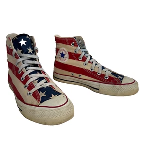 Vintage bandiera americana Converse Chuck Taylor hi top made in USA donna US taglia 7,5 - Foto 1 di 13