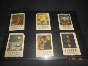 6 Stück schöne Reklame Werbung Vignetten Tobler Schokolade Schweiz alt - Picture 1 of 1