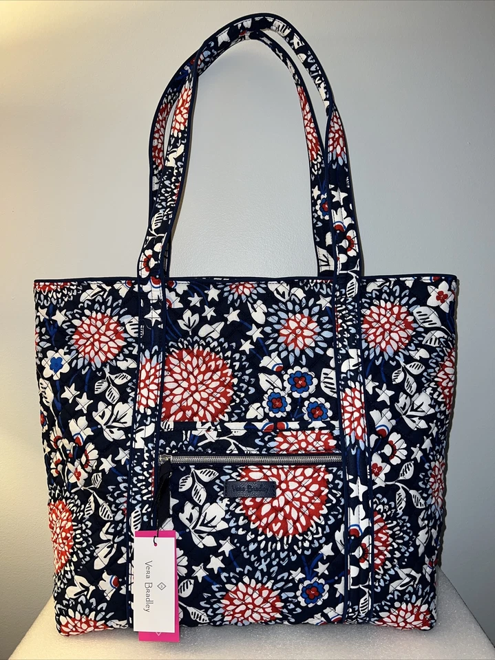 Vera Bradley Travel Tote Bag Red White & Blossoms Shopping Carry on