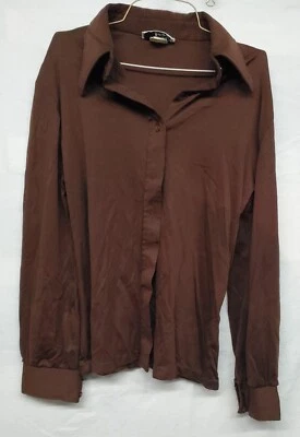 Camisa 40196 Vintage Años 50 60 BAN-LONBrown Manga Larga Talla M/Sm Foto 1 de 4