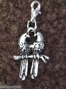 Parrot Pair Charm Silver Alloy Bookmark Bracelet Scrapbooking 1" - Picture 1 of 1