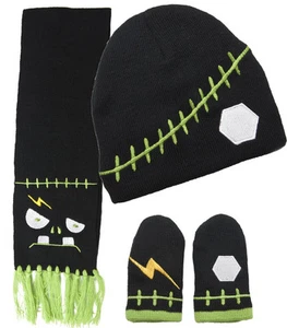 86173 Frankenstein TODDLER Scarf Mitten Hat Set Sourpuss Monster Beanie Gloves - Picture 1 of 1