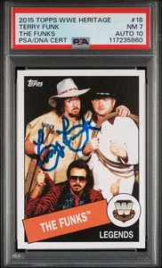 TERRY FUNK PSA 7 AUTO 10 2017 Topps WWE Heritage Signed POP 1 NONE HIGHER 🔥🔥 - Picture 1 of 3