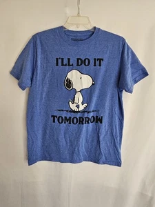 Peanuts Snoopy Shirt Ill Do It Tomorrow Grafik T-Shirt Blau Größe L - Bild 1 von 5