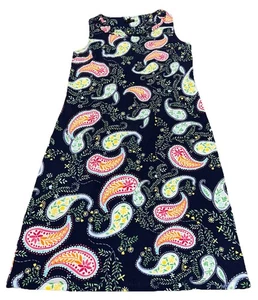 Vestido midi de algodón sin mangas con cuello con volantes de cachemira floral azul Talbots para mujer S - Imagen 1 de 5