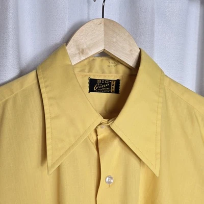 Vtg Big Gino Custom Shirtmakers California Yellow Butterfly Collar Men's 16.5 37 - Image 1 of 4