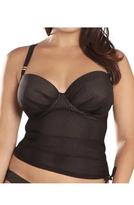 Купальный костюм Curvy Kate потрясающий топ танкини из оникса в черную полоску - Изображение 1 из 2