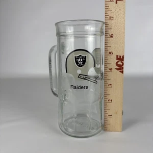 RAIDERS Glass Mug Vintage Fisher Peanut Retro NFL Memorabilia 1970s 7” Tall - Picture 1 of 5