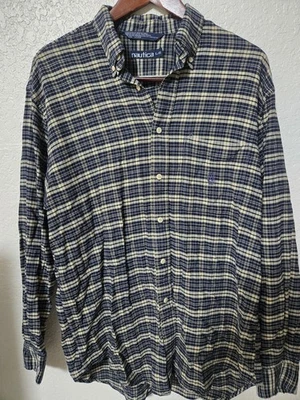 Vintage Nautica 90s Made in USA Stripe Shirt L Rayon Blend Grunge Distressed Y2K - Image 1 of 4