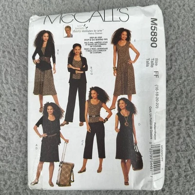 McCalls M5890 Womens Dress Top Pants Jacket Sewing Pattern Size 16-22 Uncut Y2K - Image 1 of 4