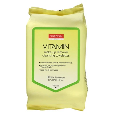 Toallitas limpiadoras desmaquillantes, vitaminas, 30 toallas húmedas Foto 1 de 2