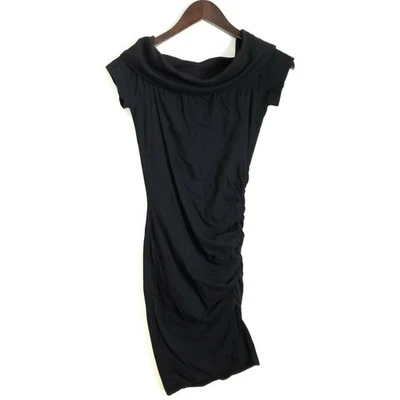 Vestido preto pequeno PAM & GELA fora do ombro bodycon ruched LBD tamanho P / XS NOVO - Imagem 1 de 4