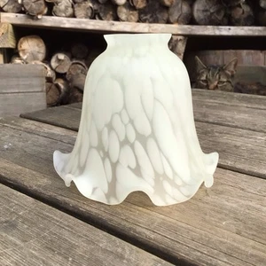 Traditional Matte White & Clear Bell Tulip Glass Lampshade 2” Opening - Picture 1 of 6