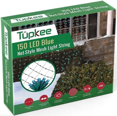 Tupkee Christmas Light Net – 150 LED Blue Mesh Lights - 4 ft x 6 ft – Outdoor... - Image 1 of 3