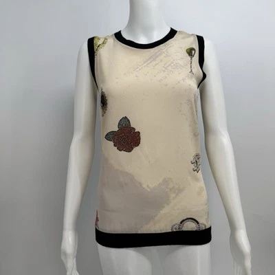 Blusa para mujer Fuzzi talla 42 sin mangas seda/lana Italia Foto 1 de 4