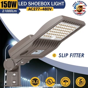 277-480V 150W LED Shoebox Pole Light Commercial Street Area Parking Lot Lighting - Picture 1 of 12