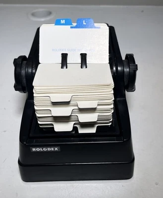 Vtg Rolodex Mini Card Rotary File R2G 1.5“ X 3" Black Desktop - Image 1 of 4