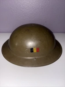 BELGISCHER ARMEE HELM MKII BRODIE STIL KINNRIEMEN ENDE 1940er innen benannt - Bild 1 von 20