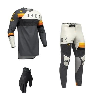 Thor MX Combo Hose Shirt Sportmode League grau gelb Motocross Set LM Handsc - Bild 1 von 4