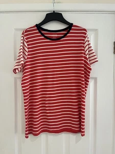 Lands End Ladies Stripe Breton T-shirt Size Large - Picture 1 of 11