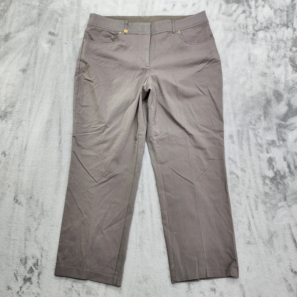 JM Collection 裤子女式 16 棕色灰褐色曲线适合直筒改变 PETITE — 第 1/4 张图片