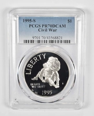 PR70 1995-S Civil War Commemorative Silver Dollar PCGS Blue Label *8192 - Image 1 of 4