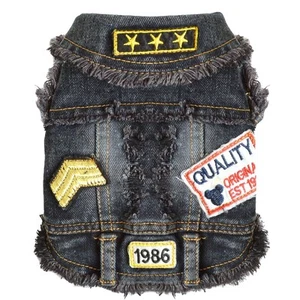 Cool Black Dog Jean Jacket Small Pet Outfits Dog Clothes for Small Medium Dog... - Picture 1 of 7