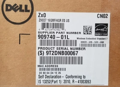 DELL ZX0 Z90D7 Thin Client 16GMF/4GR ES US 909740-01L Windows 7 - Image 1 of 2