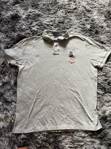 Ralph Lauren Poloshirt Herren Large grau amerikanische Flagge Big Pony klassische Passform - Bild 1 von 4