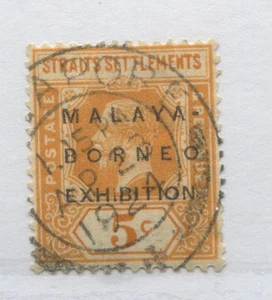 Straits Settlements KGV 1922 Malaya Borneo Exhibition 5 cents used - Bild 1 von 1