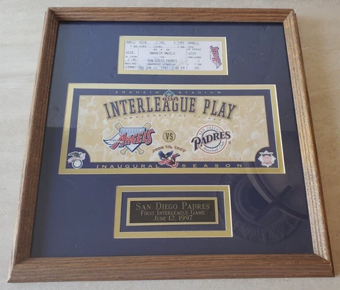 1997 MLB FRAMED INAUGURAL Commemorative Interleague Ticket San Diego Padres Cover