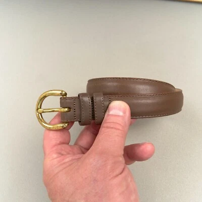 Vintage Lands End Belt 26 Brown Leather Brass Buckle Made USA Womens - Image 1 of 4