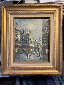 Escena callejera de París, pintada a mano de colección original, 8x10, enmarcada 13,25x15,25 - Imagen 1 de 4