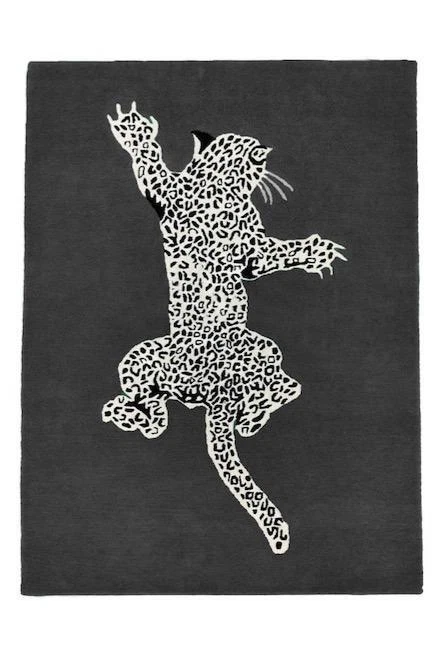 Alfombra suave 100 % lana acolchada a mano gris oscuro de leopardo escalador - gris oscuro Foto 1 de 1