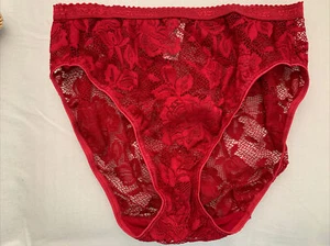 Vtg. Victoria’s Secret Panties High Leg Brief See Through Red Lace Medium 90's - Picture 1 of 6