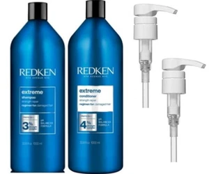 REDKEN EXTREME SHAMPOO 1 LITRE AND CONDITIONER 1 LITRE WITH PUMPS - Picture 1 of 3