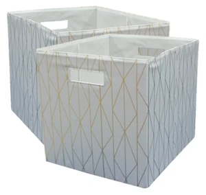 Fabric Cube Storage Bins (12.75" X 12.75"), 2 Pack, Gold - Picture 1 of 12