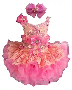 Jenniferwu Girls Tulle Flower Princess Wedding Party Handmade Beaded Dress 4T - Picture 1 of 6