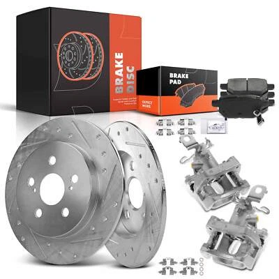 8x Rotor de freno perforado y pastilla de freno + pinzas de freno para Toyota Matrix lateral trasero Foto 1 de 4