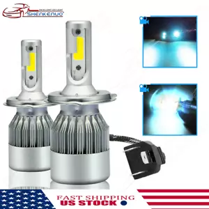 H4 9003 COB LED Headlight Bulbs Conversion Kit High Low Beam 120W 8000K Ice Blue - Picture 1 of 11
